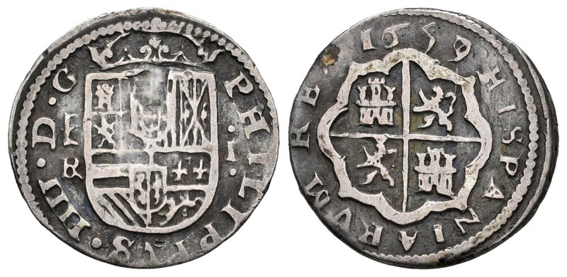 Felipe IV (1621-1665). 1 real. 1659/7. Segovia. BR. (Cal-1086 variante). Ag. 2,5...