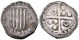 Felipe IV (1621-1665). Levantamiento de Cataluña. 5 reales. 1641. Barcelona. (Cal-36). Ag. 12,51 g. Tono. Rara. MBC+. Est...500,00.