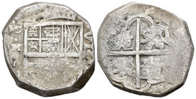 Felipe IV (1621-1665). 8 reales. 1633. Madrid. M. (Cal-279). Ag. 26,20 g. Se aprecian claramente las bases de los dos últimos dígitos de la fecha. Cec...