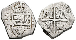 Felipe IV (1621-1665). 8 reales. (1621-1628). Segovia. R. (Cal-Tipo 120). Ag. 27,58 g. Ceca y ensayador a izquierda, valor en romano a derecha. Todas ...