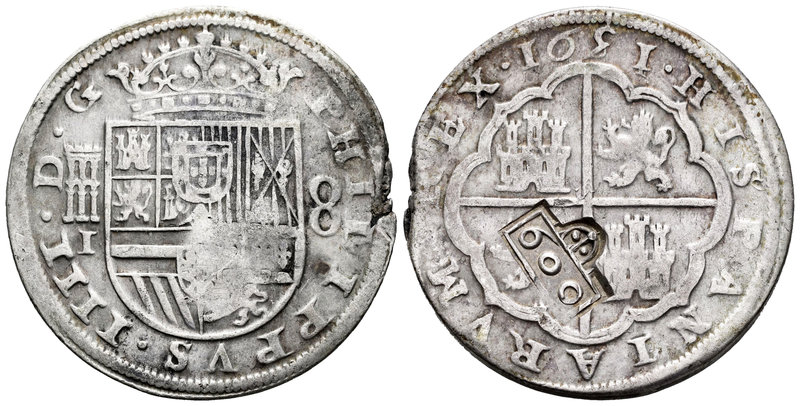 Felipe IV (1621-1665). 8 reales. 1651/31. Segovia. I (Hipólito de Santo Domingo)...