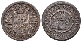 Felipe V (1700-1746). 2 maravedís. 1746. Segovia. (Cal-1998). Ae. 3,48 g. MBC-. Est...15,00.