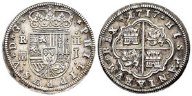Felipe V (1700-1746). 2 reales. 1717. Segovia. (Cal-1387). Ag. 6,19 g. EBC-. Est...100,00.