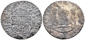 Felipe V (1700-1746). 8 reales. 1738. México. MF. (Cal-783). Ag. 25,21 g. Oxidaciones marinas. MBC-. Est...120,00.