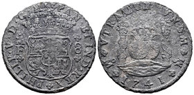 Felipe V (1700-1746). 8 reales. 1741. México. MF. (Cal-791). Ag. 25,92 g. Oxidaciones marinas. BC+. Est...110,00.