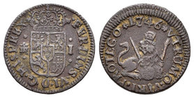 Fernando VI (1746-1759). 1 maravedí. 1746. Segovia. (Cal-716). Ae. 1,15 g. MBC. Est...15,00.