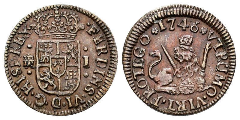 Fernando VI (1746-1759). 1 maravedí. 1746. Segovia. (Cal-716). Ae. 1,18 g. EBC-....