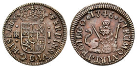 Fernando VI (1746-1759). 1 maravedí. 1746. Segovia. (Cal-716). Ae. 1,18 g. EBC-. Est...25,00.