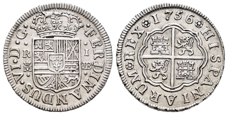 Fernando VI (1746-1759). 1 real. 1756. Madrid. JB. (Cal-568). Ag. 2,94 g. MBC+. ...
