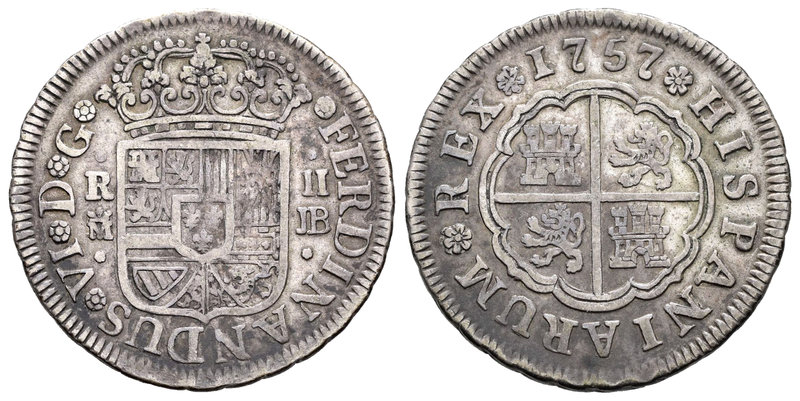 Fernando VI (1746-1759). 2 reales. 1757. Madrid. JB. (Cal-483). Ag. 5,93 g. MBC-...