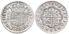 Fernando VI (1746-1759). 2 reales. 1754. Sevilla. PJ. (Cal-522). Ag. 5,91 g. MBC+/EBC-. Est...75,00.