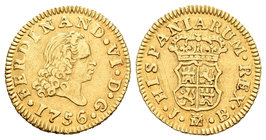 Fernando VI (1746-1759). 1/2 escudo. 1756. Madrid. JB. (Cal-253). Au. 1,75 g. MBC+. Est...120,00.