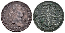 Carlos III (1759-1788). 4 maravedís. 1778. Segovia. (Cal-1904). Ae. 5,33 g. EBC-/MBC+. Est...50,00.