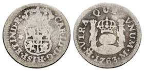 Carlos III (1759-1788). 1/2 real. 1763. México. M. (Cal-1752). Ag. 1,46 g. BC. Est...15,00.