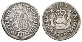 Carlos III (1759-1788). 1/2 real. 1768. México. M. (Cal-1757). Ag. 1,58 g. BC+. Est...25,00.