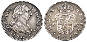 Carlos III (1759-1788). 1 real. 1787. Madrid. DV. (Cal-1537). Ag. 3,00 g. Pátina. EBC-/MBC+. Est...100,00.