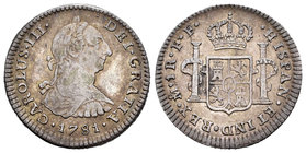 Carlos III (1759-1788). 1 real. 1781. México. FF. (Cal-1563). Ag. 3,37 g. Pátina. MBC-/MBC. Est...50,00.
