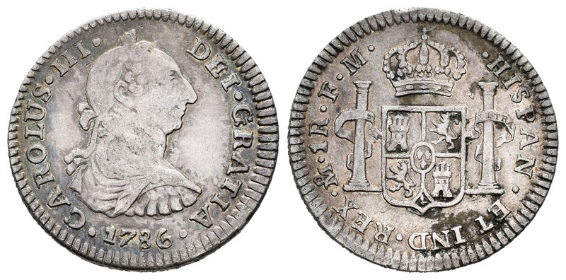 Carlos III (1759-1788). 1 real. 1786. México. FM. (Cal-1569). Ag. 3,34 g. BC+. E...