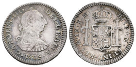 Carlos III (1759-1788). 1 real. 1786. México. FM. (Cal-1569). Ag. 3,34 g. BC+. Est...25,00.