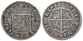 Carlos III (1759-1788). 2 reales. 1759. Madrid. J. (Cal-1288). Ag. 5,70 g. MBC-. Est...75,00.