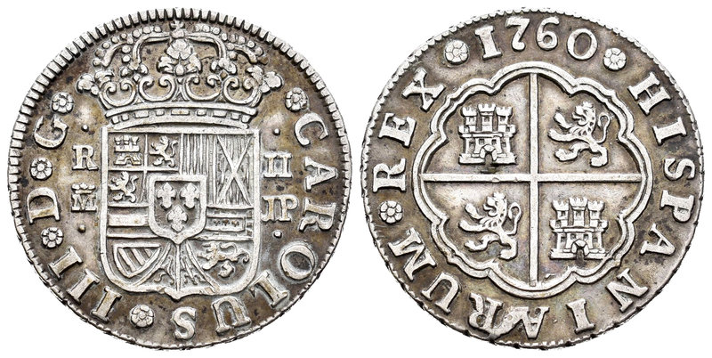 Carlos III (1759-1788). 2 reales. 1760. Madrid. JP. (Cal-1290). Ag. 5,92 g. MBC/...