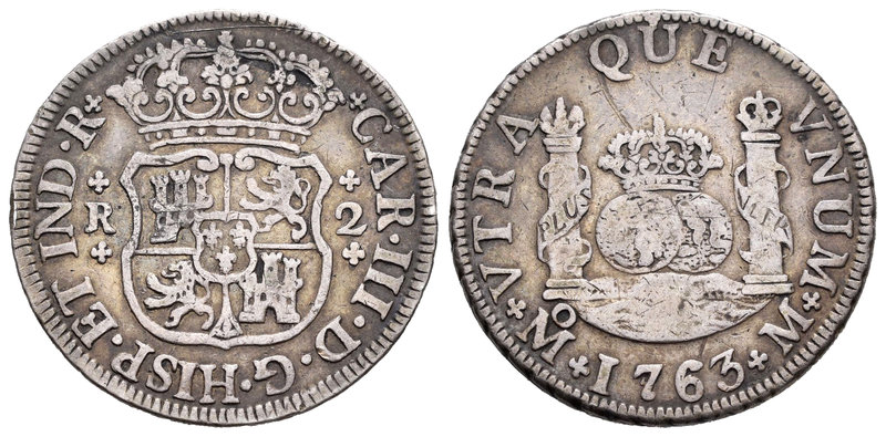 Carlos III (1759-1788). 2 reales. 1763. México. M. (Cal-1328). Ag. 6,67 g. MBC. ...