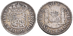 Carlos III (1759-1788). 2 reales. 1763. México. M. (Cal-1328). Ag. 6,67 g. MBC. Est...75,00.