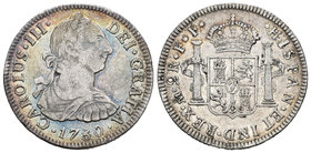 Carlos III (1759-1788). 2 reales. 1780. México. FF. (Cal-1347). Ag. 6,63 g. BC+/MBC-. Est...35,00.
