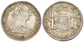 Carlos III (1759-1788). 2 reales. 1781. México. FF. (Cal-1348). Ag. 6,72 g. MBC+. Est...60,00.