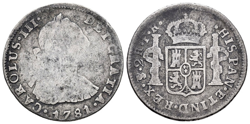 Carlos III (1759-1788). 2 reales. 1781. Potosí. PR. (Cal-1394). Ag. 6,35 g. BC. ...