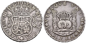Carlos III (1759-1788). 8 reales. 1765. Lima. JM. (Cal-841). Ag. 27,05 g. Punto sobre la primera LMA. MBC+. Est...200,00.