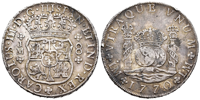 Carlos III (1759-1788). 8 reales. 1770. Lima. JM. (Cal-847). Ag. 26,97 g. Punto ...