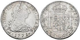 Carlos III (1759-1788). 8 reales. 1778. México. (Cal-629). Ag. 26,80 g. Mínimas oxidaciones. MBC. Est...90,00.