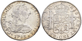 Carlos III (1759-1788). 8 reales. 1783. México. FF. (Cal-933). Ag. 26,86 g. EBC-/MBC+. Est...180,00.