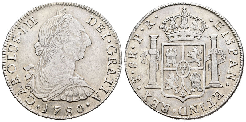 Carlos III (1759-1788). 8 reales. 1780. Potosí. PR. (Cal-982). Ag. 26,94 g. MBC....