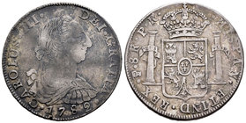 Carlos III (1759-1788). 8 reales. 1782. Potosí. PR. (Cal-986). Ag. 26,87 g. Golpecito. Patina irregular. MBC-/MBC. Est...70,00.