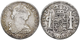 Carlos III (1759-1788). 8 reales. 1783. Potosí. PR. (Cal-990). Ag. 26,86 g. BC+/MBC-. Est...70,00.