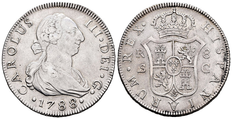 Carlos III (1759-1788). 8 reales. 1788. Sevilla. C. (Cal-1042). Ae. 26,77 g. Úni...