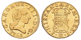 Carlos III (1759-1788). 1/2 escudo. 1765. Madrid. PJ. (Cal-759). Au. 1,75 g. MBC. Est...120,00.