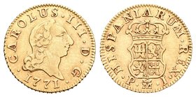Carlos III (1759-1788). 1/2 escudo. 1771. Madrid. PJ. (Cal-765). Au. 1,78 g. Escasa. MBC. Est...190,00.