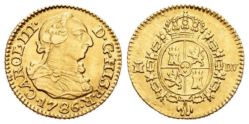 Carlos III (1759-1788). 1/2 escudo. 1787. Madrid. DV. (Cal-779). Au. 1,74 g. EBC...