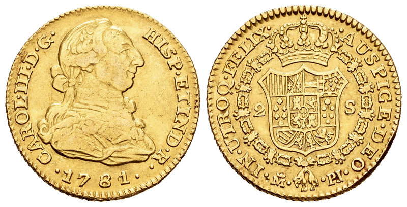 Carlos III (1759-1788). 2 escudos. 1781. Madrid. PJ. (Cal-454). Au. 6,69 g. MBC/...
