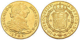 Carlos III (1759-1788). 4 escudos. 1781/79. Madrid. PJ. (Cal-306). Au. 13,51 g. Sobrefecha. EBC-. Est...800,00.