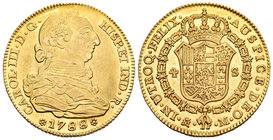 Carlos III (1759-1788). 4 escudos. 1788/7. Madrid. M. (Cal-315 variante). Au. 13,44 g. Variante por sobrefecha. EBC-. Est...700,00.