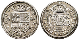 Carlos III, Pretendiente (1701-1714). 2 reales. 1709. Barcelona. (Cal-25). Ag. 5,10 g. MBC+. Est...100,00.