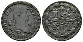 Carlos IV (1788-1808). 4 maravedís. 1803. Segovia. (Cal-1515). Ae. 4,99 g. MBC+. Est...35,00.