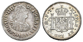 Carlos IV (1788-1808). 1/2 real. 1801. México. FT. (Cal-1296). Ag. 1,69 g. Brillo original en reverso. EBC/EBC+. Est...100,00.