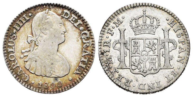 Carlos IV (1788-1808). 1 real. 1800. México. FM. (Cal-1146). Ag. 3,32 g. MBC-. E...