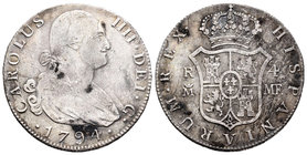 Carlos IV (1788-1808). 4 reales. 1794. Madrid. MF. (Cal-827). Ag. 12,30 g. Oxidaciones superficiales. BC+. Est...60,00.