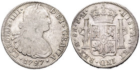 Carlos IV (1788-1808). 8 reales. 1797. México. FM. (Cal-691). Ag. 26,86 g. BC+/MBC-. Est...50,00.